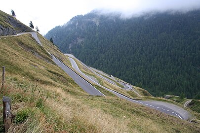 The Timmelsjoch road, on the South Tyrolean side looking down towards South Tyrol