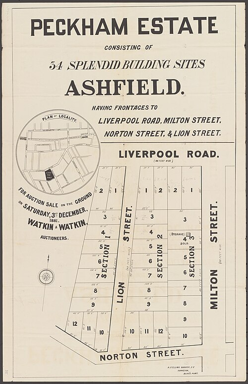 Peckham Estate, Ashfield, 1881, Watkin and Watkin