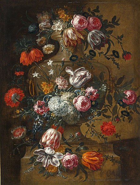 File:Peter Frans Casteels - Flowers in a Stone Urn.jpg