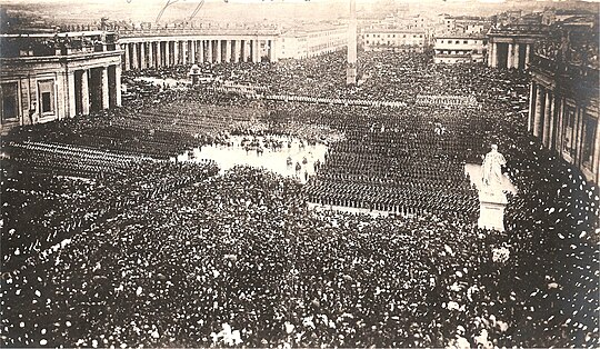 Pope Pius IX blesses his troops for the last time, at St. Peter's Square, 25 April 1870
