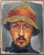 Plămădeală Alexandru, 1888-1940, Autoportret, 1918, ulei, pânză, 34,5 x 27,3