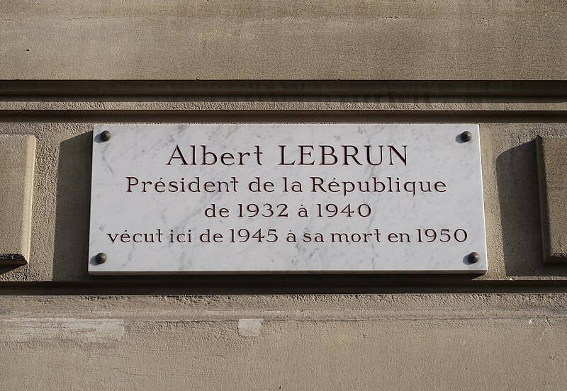 File:Plaque Albert Lebrun, 19 boulevard de Beauséjour, Paris 16e 2-1.jpg