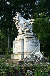 Statue of Meissonier at Parc Meissonier in Poissy (Yvelines), France