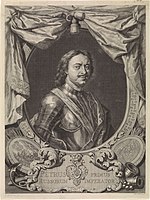 Portræt af Peter I (fra en tegning fra 1717), gravering 1725-1780
