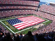 View from the top row of the stadium during the National Anthem.