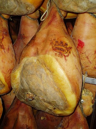 <span class="mw-page-title-main">Prosciutto</span> Italian dry-cured ham that is thinly sliced and served uncooked