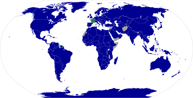 Diplomatic missions of France .mw-parser-output .legend{page-break-inside:avoid;break-inside:avoid-column}.mw-parser-output .legend-color{display:inline-block;min-width:1.25em;height:1.25em;line-height:1.25;margin:1px 0;text-align:center;border:1px solid black;background-color:transparent;color:black}.mw-parser-output .legend-text{}  French Republic   Countries where France has an embassy   Countries where France does not have a diplomatic or consular mission