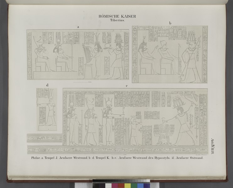 File:Römische Kaiser. Tiberius. Philae- a. Tempel J, Aeusssere Westwand; b-d. Tempel K. (b.c.) Aeusssere Westwand des Hypostyls, (d.) Aeusssere Ostwand (NYPL b14291191-44094).tiff