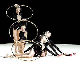Hoop (rhythmic gymnastics) apparatus in rhythmic gymnastics made of plastic or wood