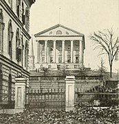 Virginia State Capitol, used as the Confederate Capitol. To the left is the Customs House, used by the Confederate Department of the Treasury and the offices of the President and Vice-President.