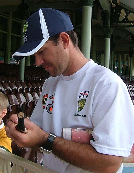 Ponting signing autographs in Sydney, 2005, before he scored his fourth career double century.