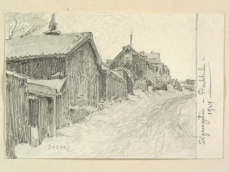 File:Sågaregatan, Stockholm 1924 , Södermalm.Teckning av Ferdinand Boberg - Nordiska museet - NMA.0090934.jpg