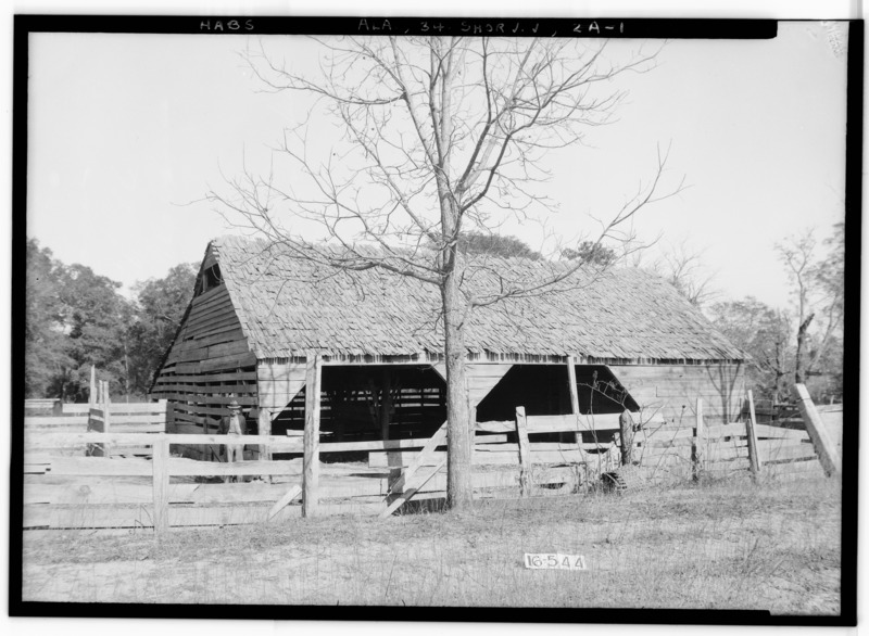 File:S. W. CORNER OF BARN - Bartlett Smith House, River Road (County Road 97), Shorterville, Henry County, AL HABS ALA,34-SHORV.V,2-9.tif