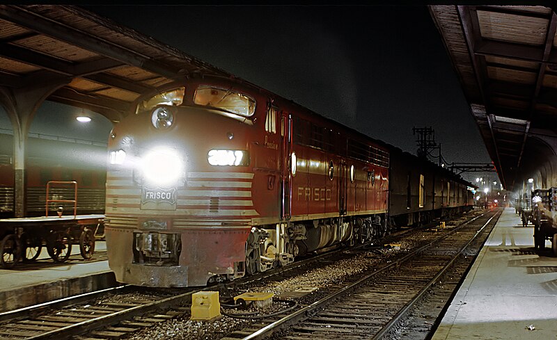 File:SLSF E8A 2017 with Train 108, The Sunnyland, at Birmingham Alabama Union Station on April 15, 1963 (23847907654).jpg