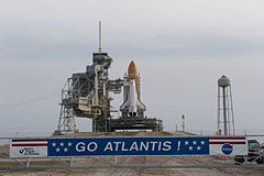 Atlantis at the Launch Pad after completing its rollout.