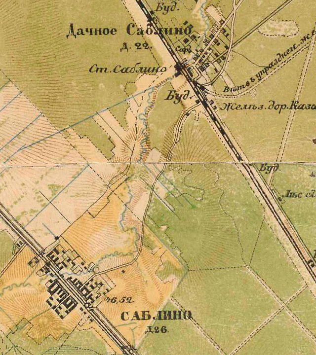 Plattegrond van het dorp en het dorp Sablino.  1855