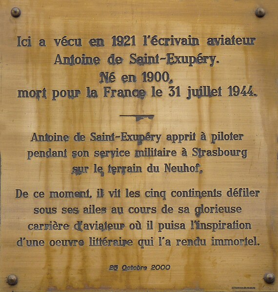 File:Saint-Exupéry-Plaque Strasbourg.jpg