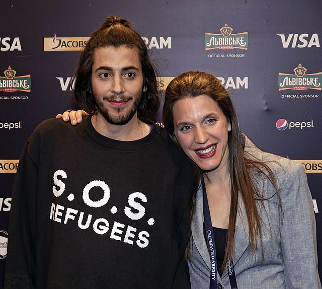 Salvador and Luísa Sobral at the first semi-final winners' press conference