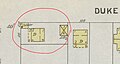 Cobbler's Shop in front of "The Cobbler's Cottage" on an insurance map, 1899