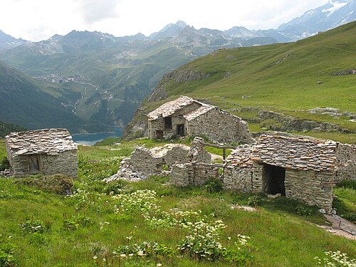 Abandoned houses in the Alps above Isère valley