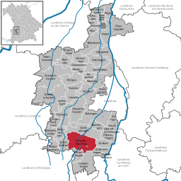 Läget för Schwabmünchen i Landkreis Augsburg