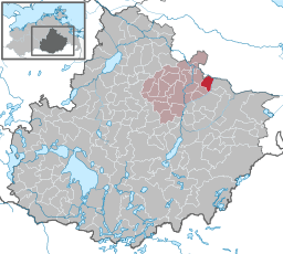 Läget för kommunen Siedenbollentin i Landkreis Mecklenburgische Seenplatte