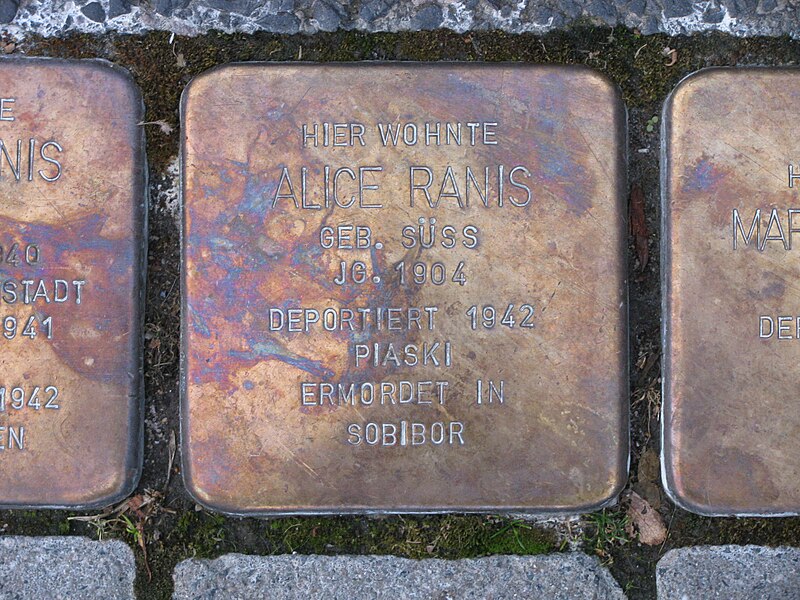 Datei:Stolperstein Alice Ranis, 1, Hochstraße 42, Bessungen, Darmstadt.jpg