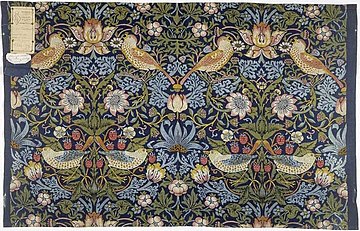 Strawberry Thief, furnishing fabric, designed Morris, 1883