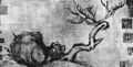 Su Shi (Chinese: 蘇, 1037 – 1101), Withered Tree and Strange Rock, ink on Xuan paper, 11th century, China.