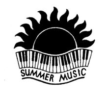 Sommermusik-Logo - die Sonne geht über einer Klaviertastatur auf