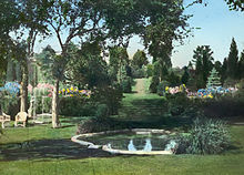 A portion of Killenworth's gardens, considered James L. Greenleaf's greatest accomplishment Sunken terrace garden at Killenworth - George Dupont Pratt house - Glen Cove New York - 1918.jpg