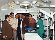 Dignitaries visiting the Lifeline Express, 2016 Suresh Prabhakar Prabhu along with the Union Minister for Health & Family Welfare, Shri J.P. Nadda being briefed after inaugurating the two additional coaches for Cancer and Family Health Services on the Lifeline Express.jpg