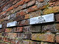 Symbolical handprints of postmans on the wall, where SS arrested defenders of the Polish Post Office in Gdańsk