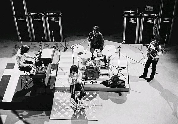 The Doors performing live in 1968. They have been cited as a major influence in the gothic rock genre.