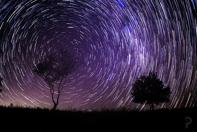 Stars rotating in the night sky