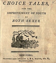 Title page of Elizabeth Somerville's Choice tales, for the improvement of youth of both sexes (U.S. edition: New-York: G. & R. Waite [ca. 1803])