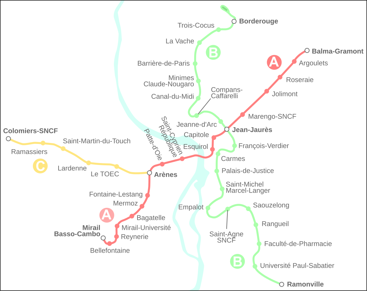 Схема метро тулузы