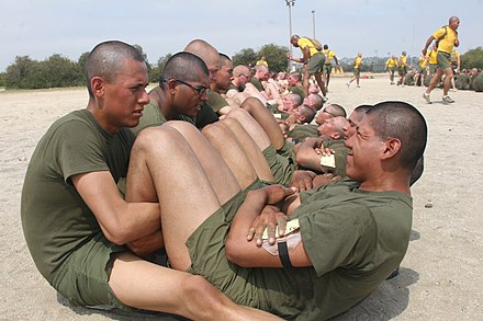 Recruits during their first PFT.