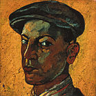 Self-portrait in a Cap label QS:Len,"Self-portrait in a Cap" label QS:Lpl,"Autoportret w czapce" label QS:Lhu,"Kalapos önarckép" 1925. oil on cardboard medium QS:P186,Q296955;P186,Q389782,P518,Q861259 . 37.5 × 35 cm (14.8 × 13.8 in). Private collection institution QS:P195,Q768717