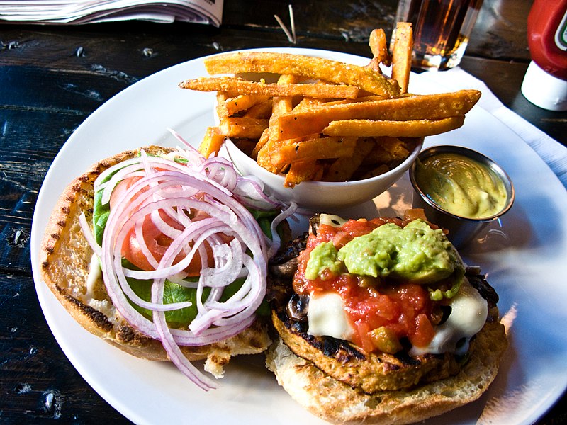 File:Veggie burger flickr user bradleyj creative commons.jpg