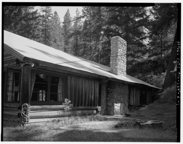 File:View of south front of Red's Cabin, facing northeast - The Horse Ranch, Red's Cabin, Eagle Cap Wilderness Area, Joseph, Wallowa County, OR HABS ORE,32-JOS.V,1S-1.tif