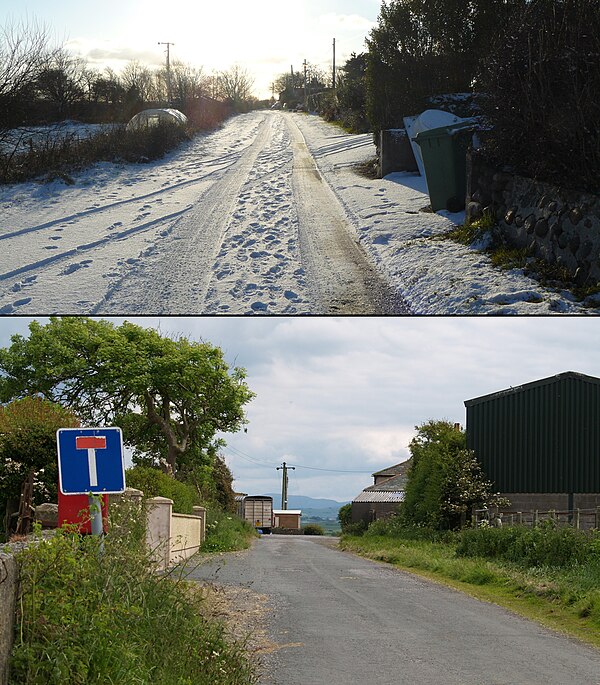 Above: Salta after an uncommon winter snowfall. Below: The road leading into the hamlet at the top of the hill.