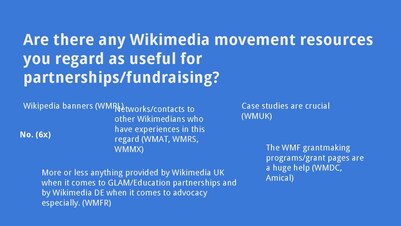 Are there any Wikimedia movement resources you regard as useful for partnerships/fundraising?