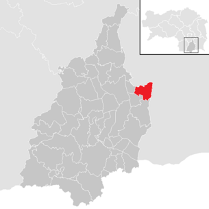 Lage der Gemeinde Wolfsberg im Schwarzautal im Bezirk Leibnitz (anklickbare Karte)