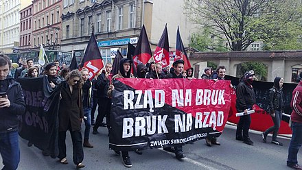 Anarchist block during Workers Day demonstration in Wrocław, 2013