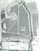 Mid-16C town plan showing Saint-Jean-de-Malte and its lands within the newly extended ramparts prior to the development of the quartier Mazarin