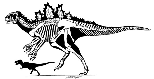 Paleontologist Kenneth Carpenter's skeletal diagram of Godzilla in a modern dinosaur posture