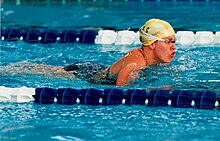 An unidentified Australian swimmer at the 1996 Atlanta Paralympic Games 15 ACPS Atlanta 1996 Swimming Austrailian Athlete.jpg