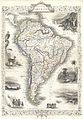 كندور أنديزي يظهر على جانب خريطة لأمريكا الجنوبيَّة من عام 1850، بوصفه أحد رموز تلك القارة.
