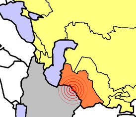 Ашхабадское землетрясение 1948 года, расположение эпицентра